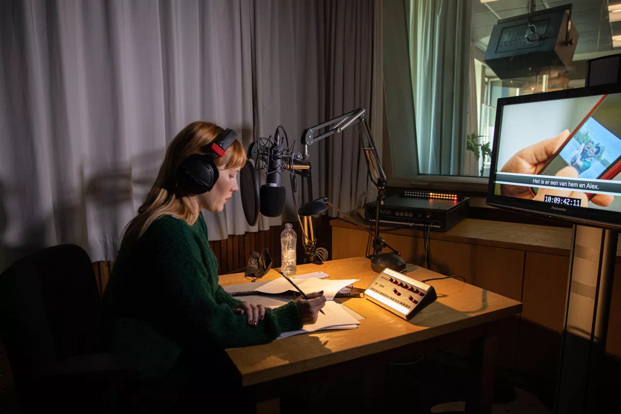 Voice actor in the studio