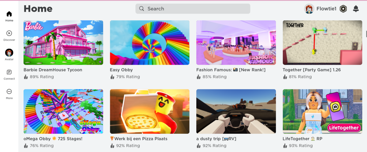 Roblox platform interface